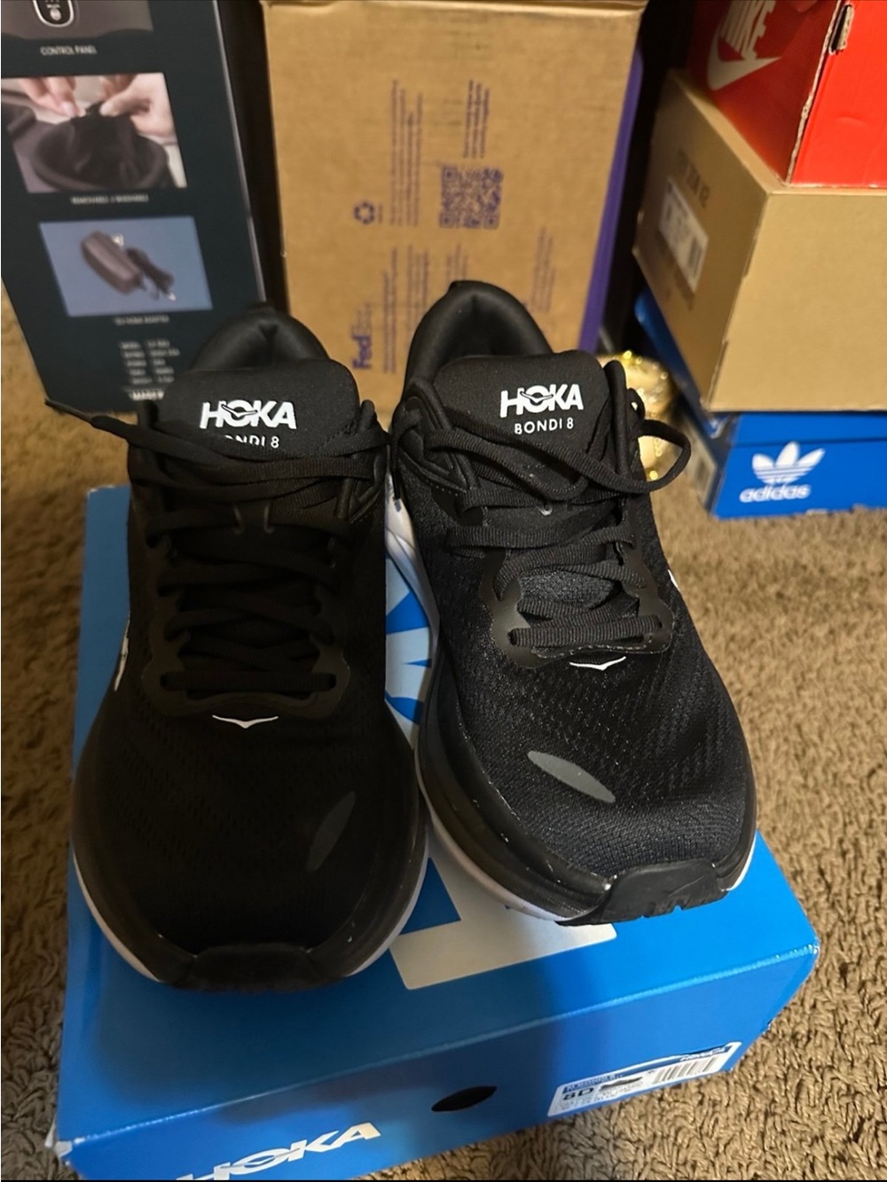 Hoka Bondi 8 Running Shoes - Black and White Accents